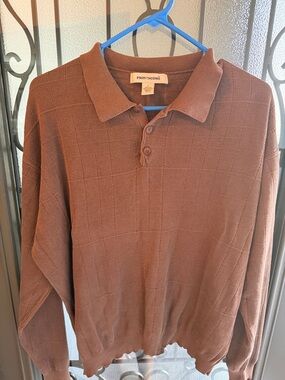 Pronto Uomo Men's Brown Knit Polo